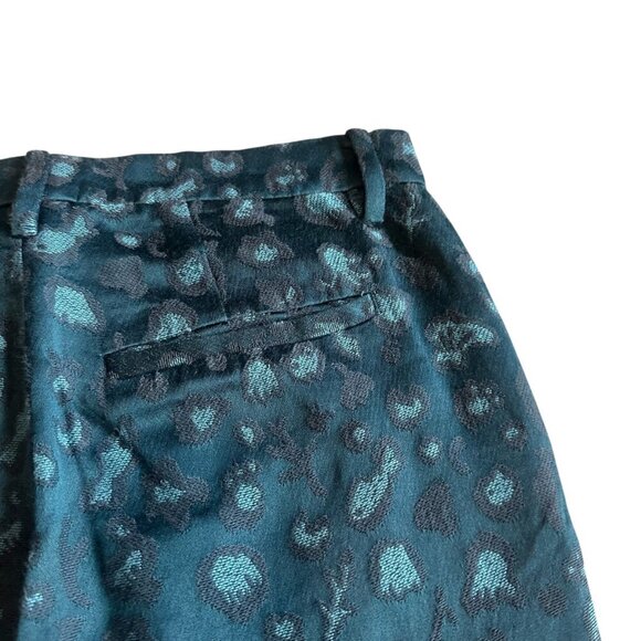 Tsumori Chiatso Cropped Length Slacks Pants Teal Print Trousers Size 10 Women's - Picture 9 of 11